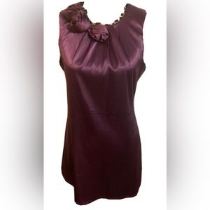 Ruby Rox dress M Purple round neck with roses sleeveless Midi NEW